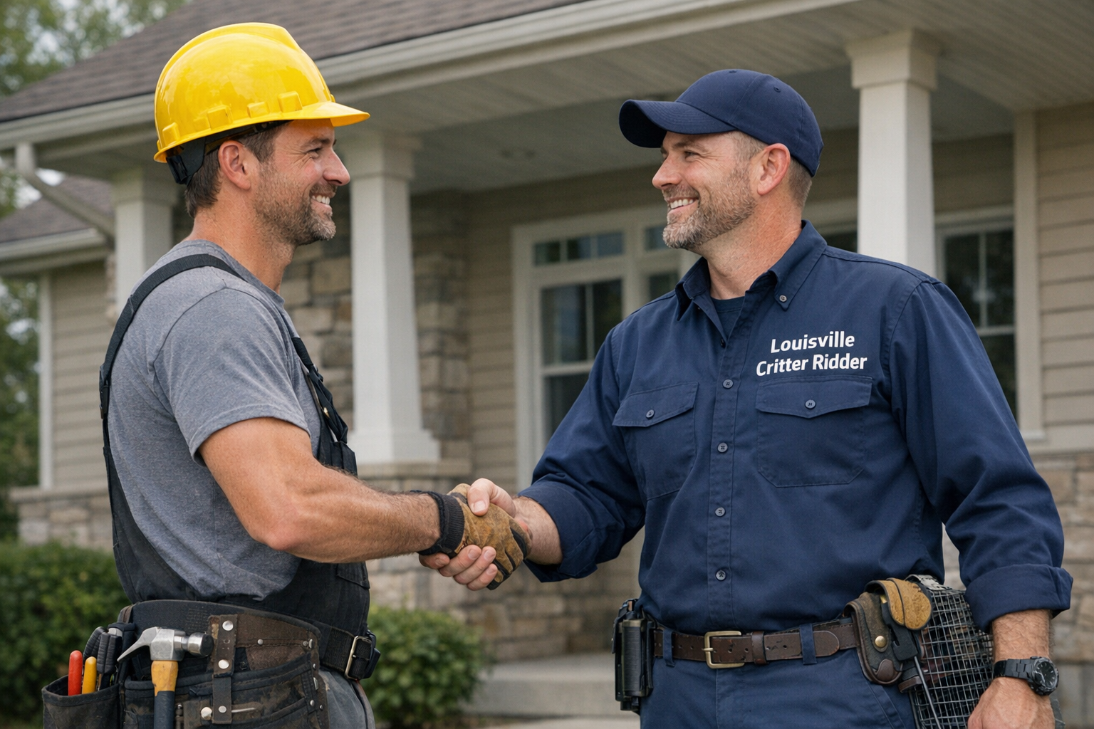 A contractor partnering with a Critter Ridder technician